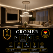 Lustra LED Suspendata Premium Cromer Beige - Inaltime Reglabila prin Telecomanda