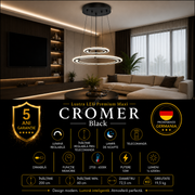 Lustra LED Suspendata Premium Cromer Black - Inaltime Reglabila prin Telecomanda