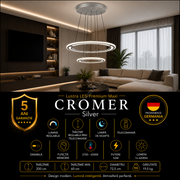 Lustra LED Suspendata Premium Cromer Silver - Inaltime Reglabila prin Telecomanda