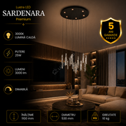 Lustra LED Suspendata Premium Sardenara Black Echivalent 300W | Ø53CM