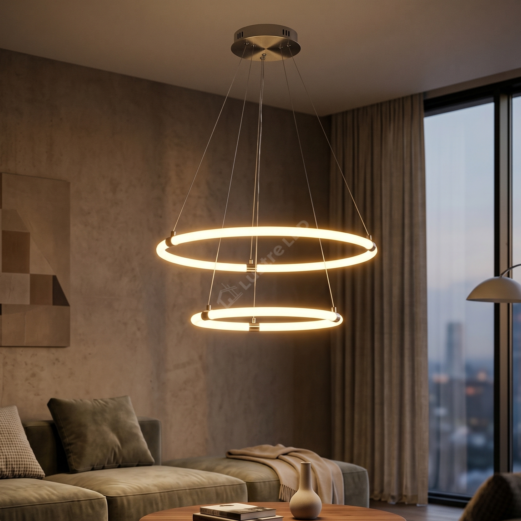 Lustra LED Suspendata Premium Silver FYNIX Echivalent 500W Telecomanda