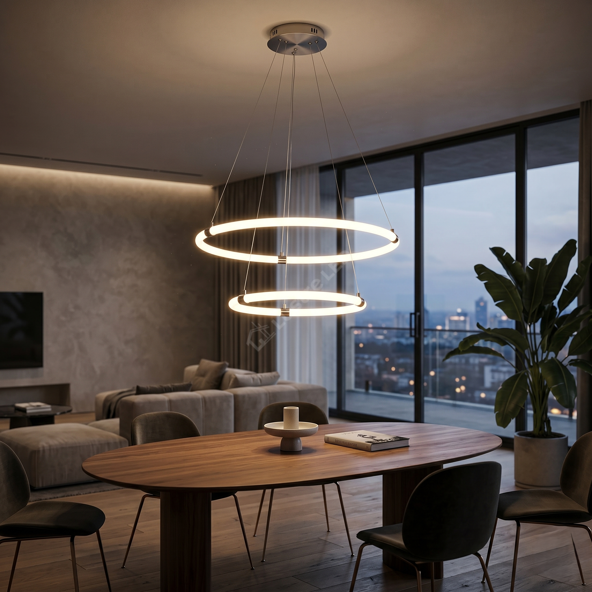 Lustra LED Suspendata Premium Silver FYNIX Echivalent 500W Telecomanda