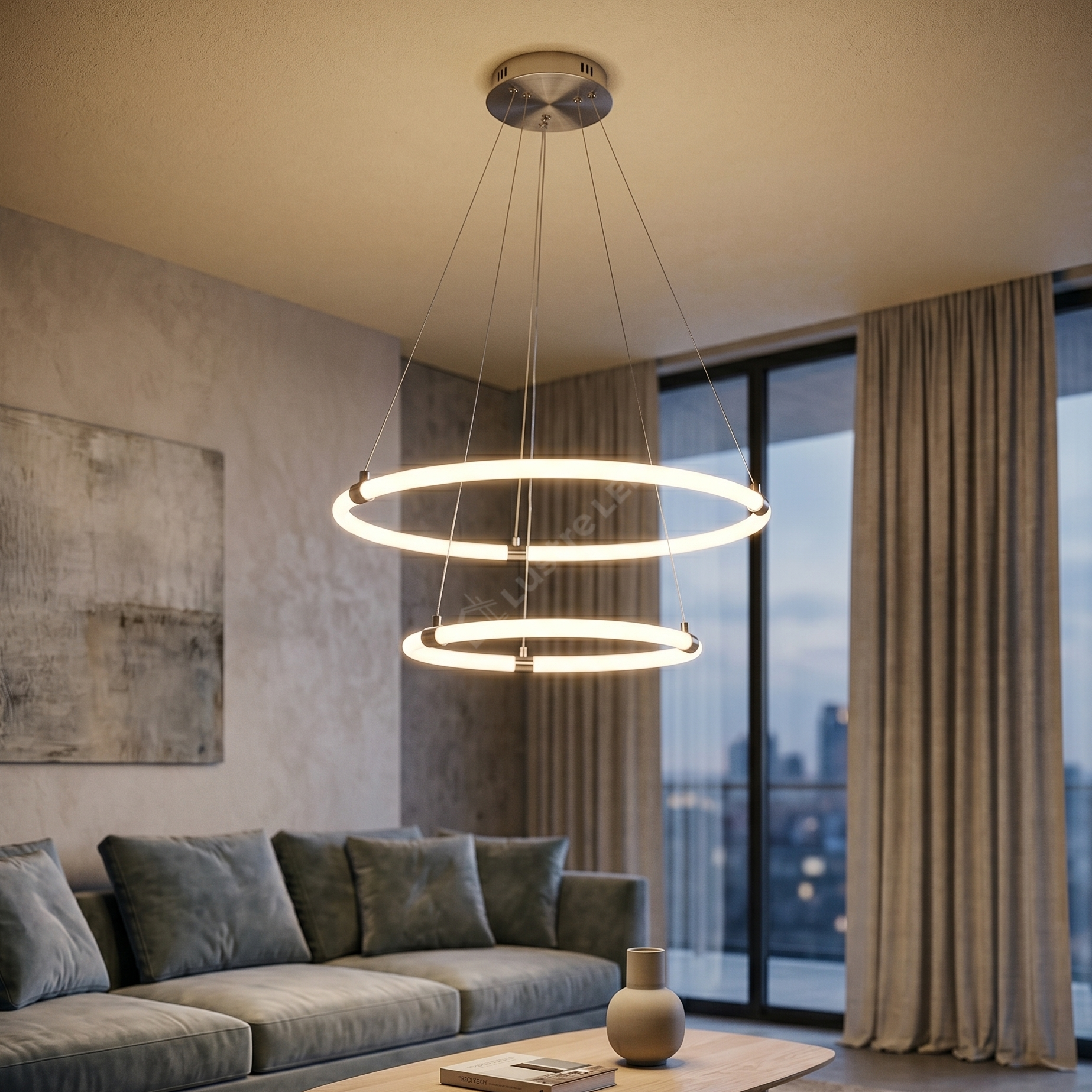 Lustra LED Suspendata Premium Silver FYNIX Echivalent 500W Telecomanda