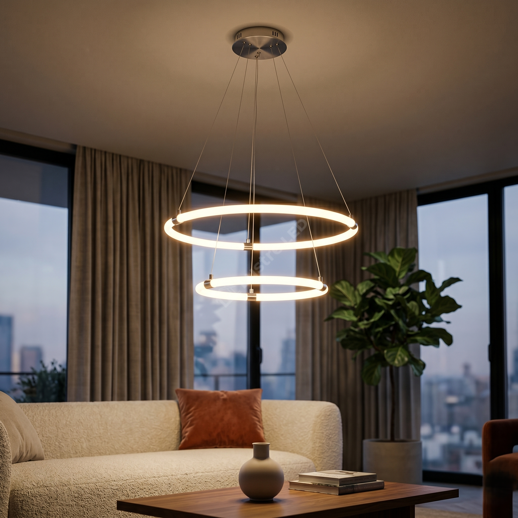 Lustra LED Suspendata Premium Silver FYNIX Echivalent 500W Telecomanda
