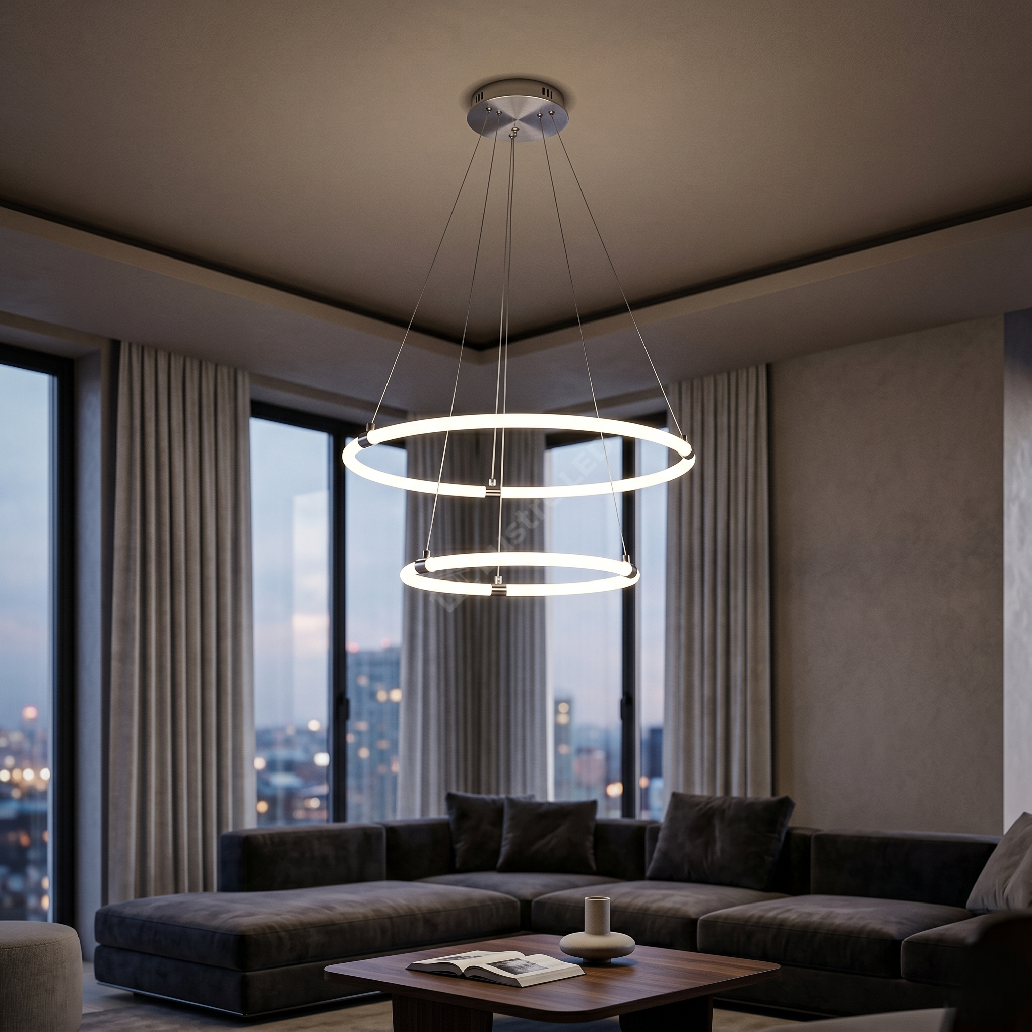 Lustra LED Suspendata Premium Silver FYNIX Echivalent 500W Telecomanda