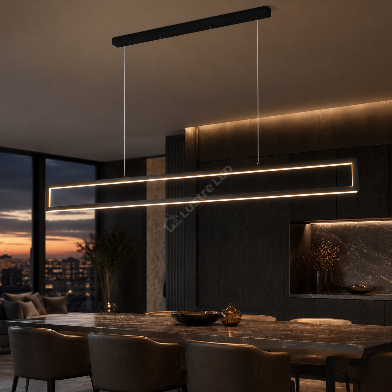 Lustra LED Suspendata RIGA LINIARA 120CM Echivalent 300W Telecomanda