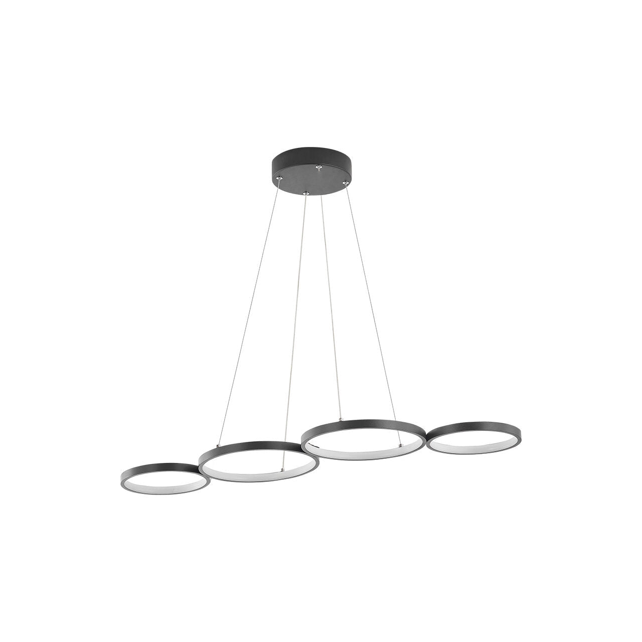 Lustra LED Suspendata RITMO Black 4 Inele 88CM Echivalent 380W Telecomanda