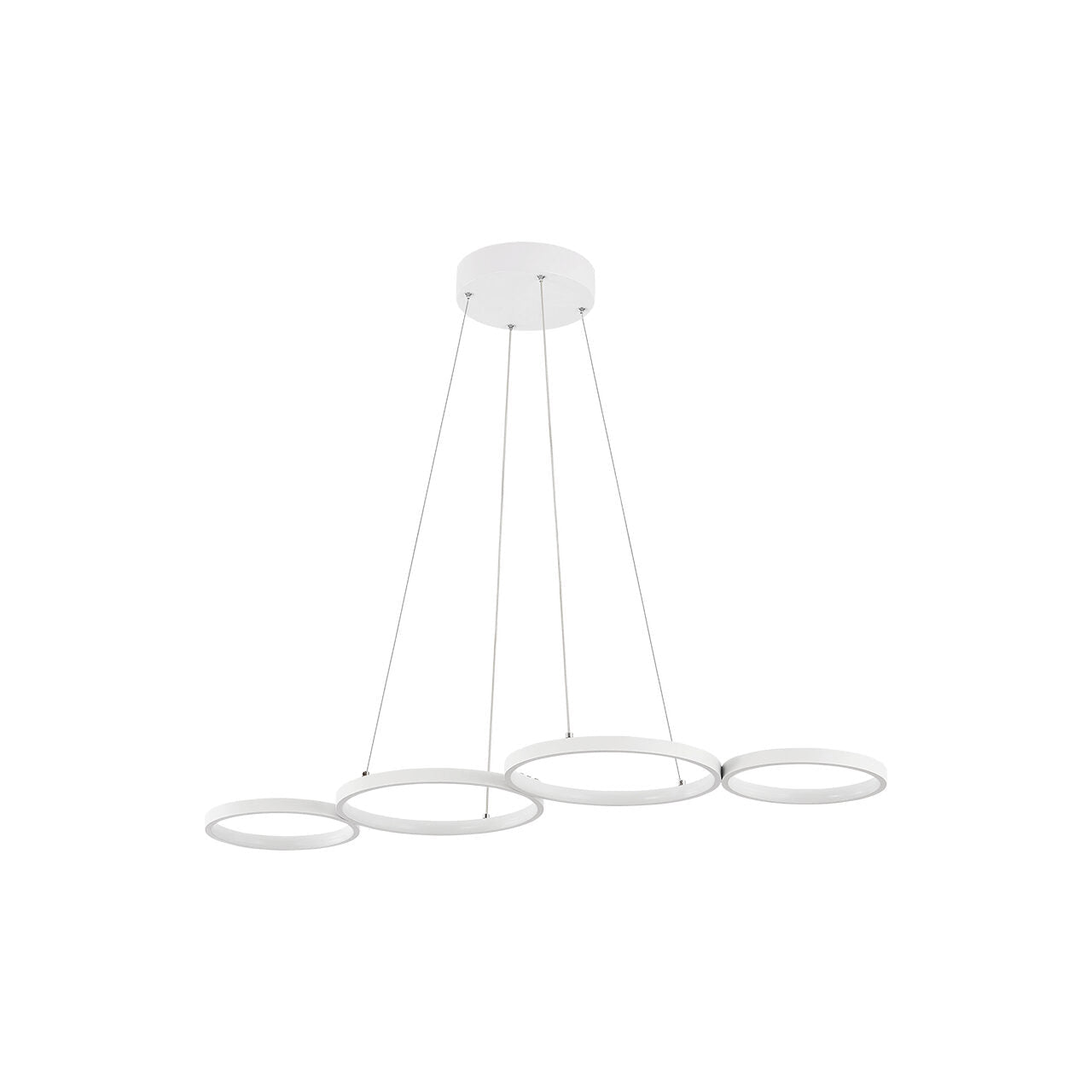Lustra LED Suspendata RITMO White 4 Inele 88CM Echivalent 380W Telecomanda