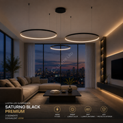 Lustra LED Suspendata Saturno Black Premium cu 3 Segmente Echivalent 450W