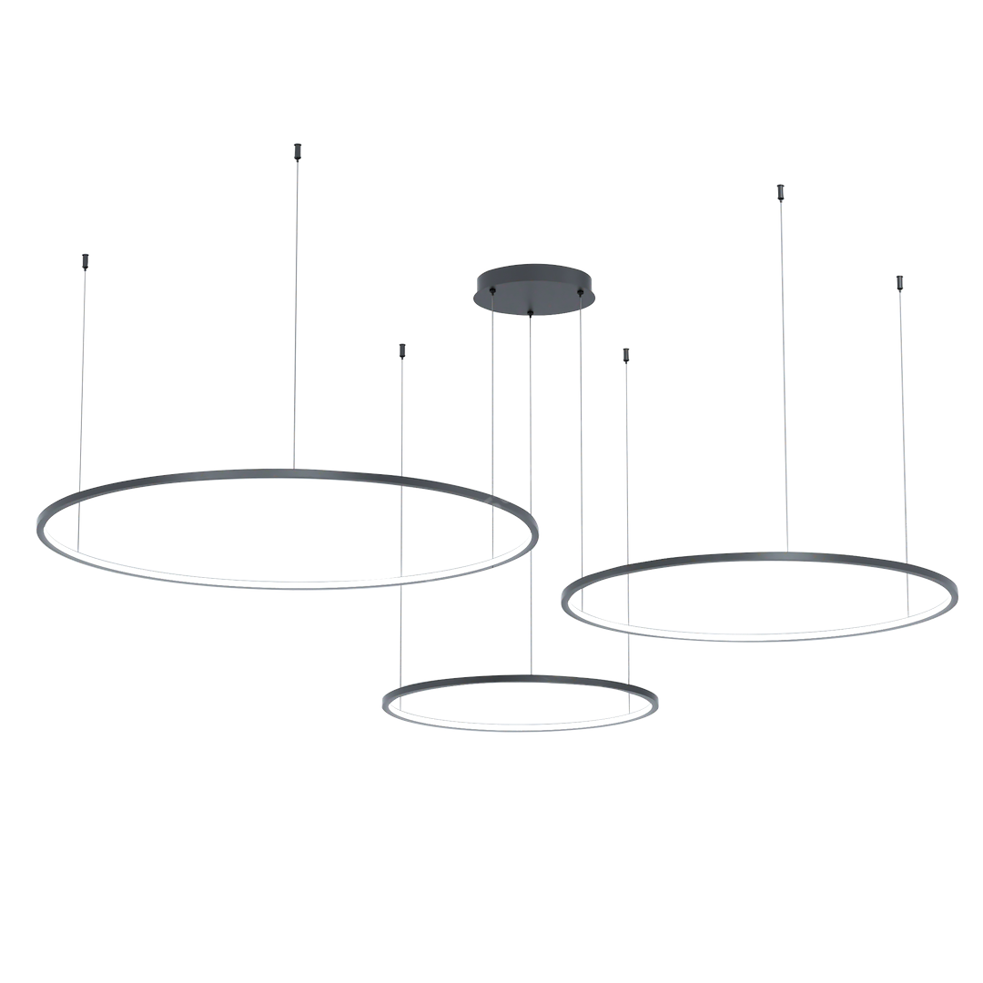 Lustra LED Suspendata Saturno Black Premium cu 3 Segmente Echivalent 450W