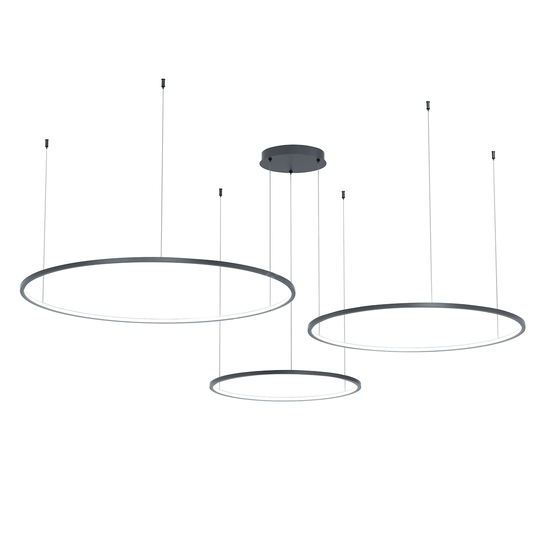 Lustra LED Suspendata Saturno Black Premium cu 3 Segmente Echivalent 450W