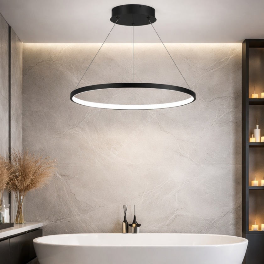 Lustra LED Suspendata Saturno Black Premium Echivalent 300W IP44