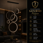 Lustra LED Suspendata Saturno Black Premium Echivalent 400W