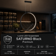Lustra LED Suspendata Saturno Black Premium IP44 | 50CM/80CM