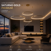 Lustra LED Suspendata Saturno Gold Premium cu 4 Segmente Echivalent 550W