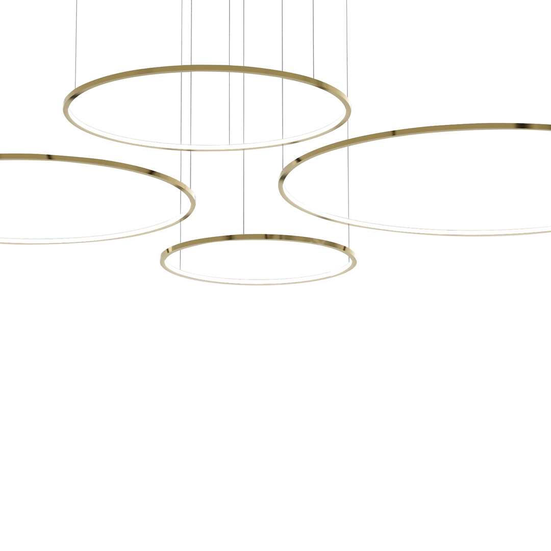 Lustra LED Suspendata Saturno Gold Premium cu 4 Segmente Echivalent 550W
