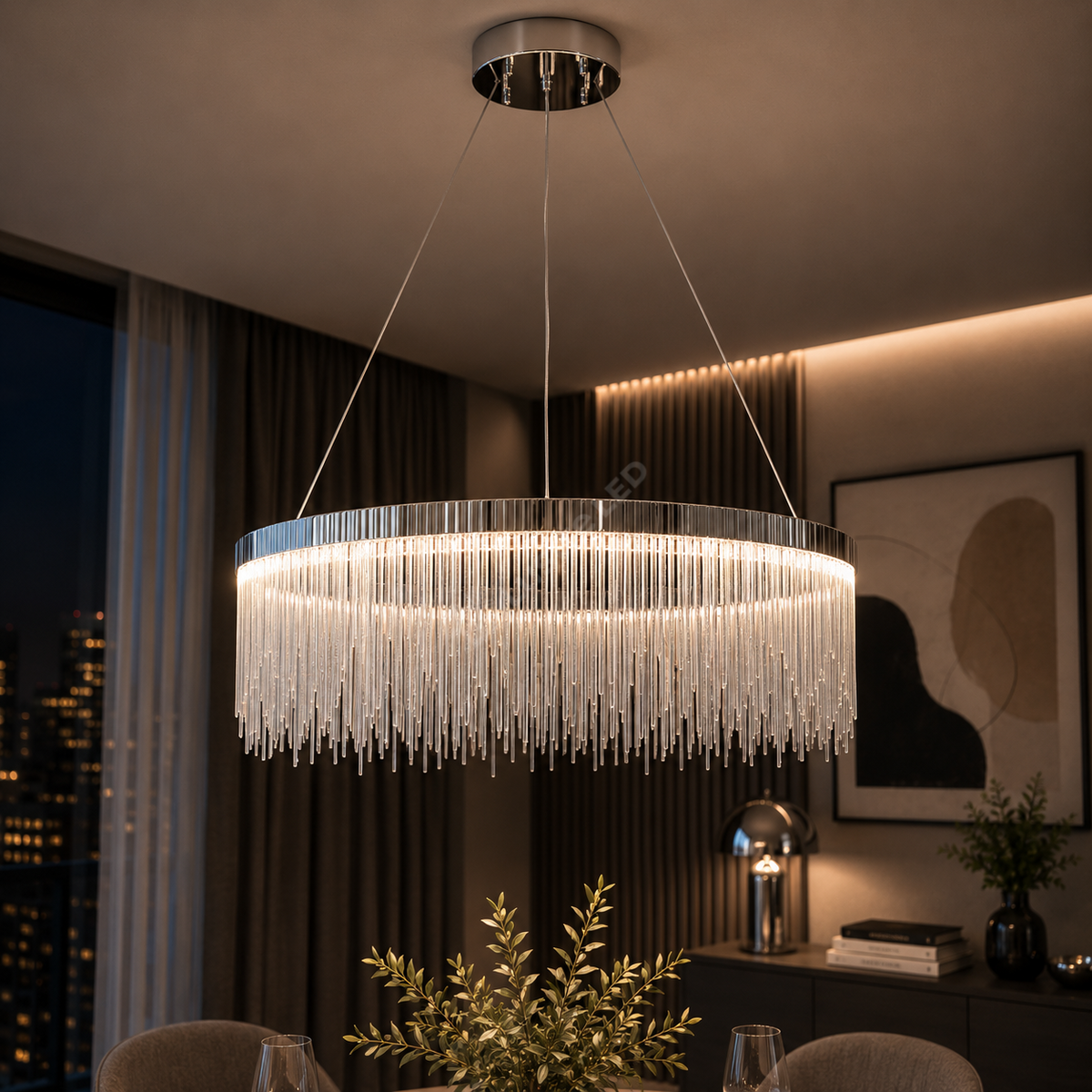 Lustra LED Suspendata Silver Chains Deluxe