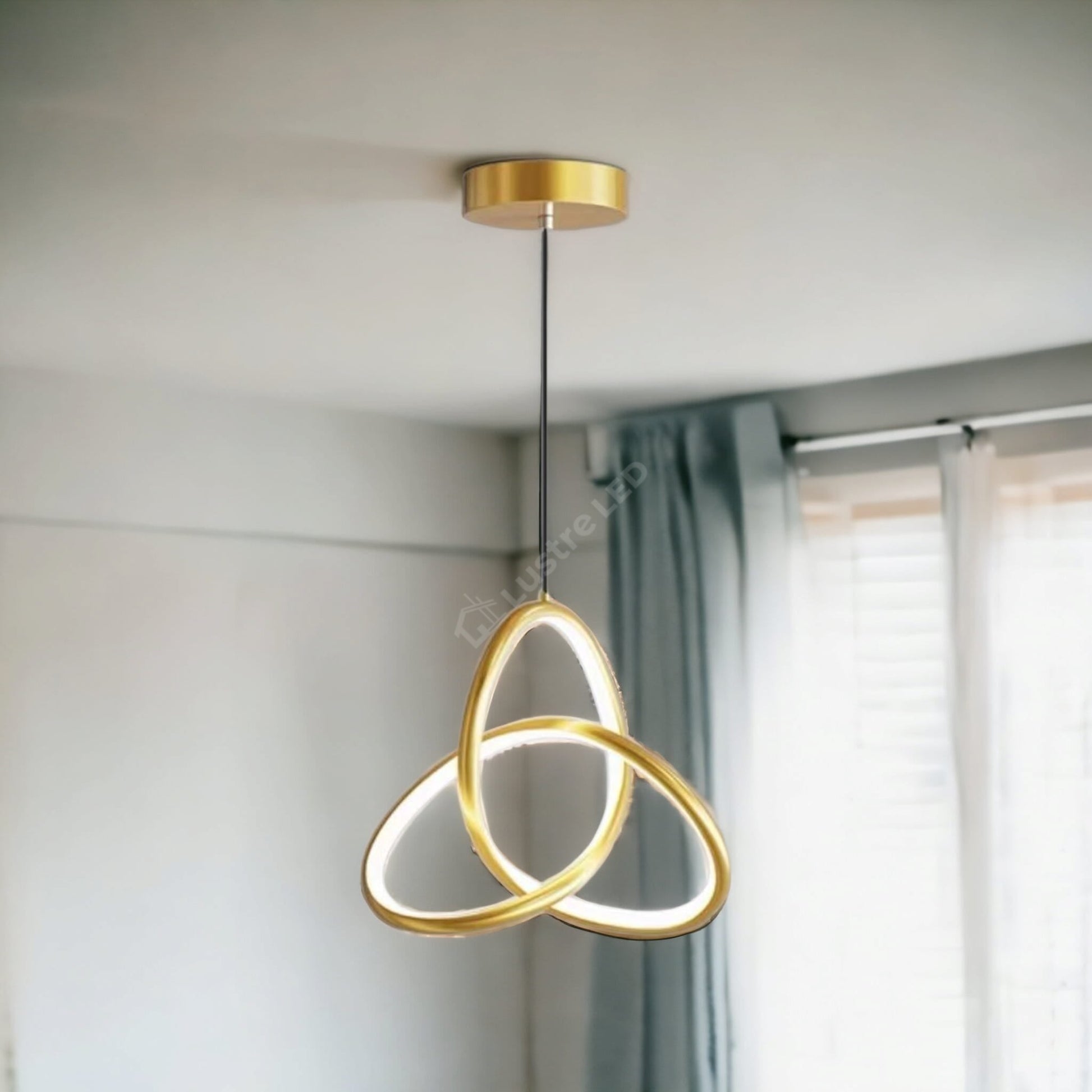 Lustra Led Suspendata 20W Tworings Gold 3 Functii Led Ceiling Light