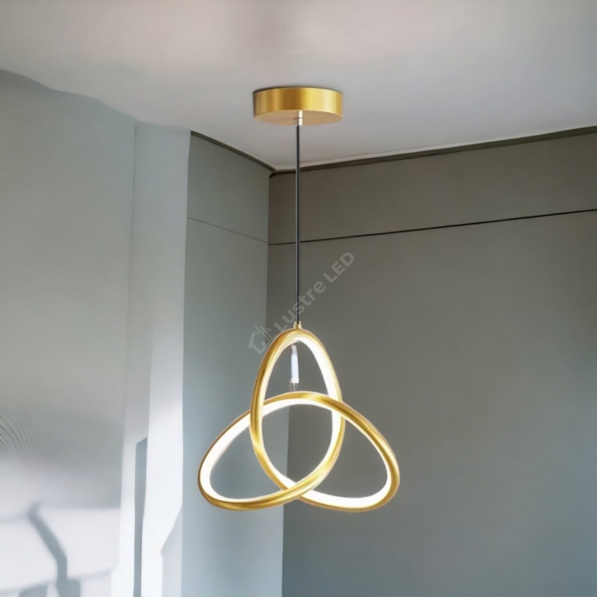 Lustra Led Suspendata 20W Tworings Gold 3 Functii Led Ceiling Light
