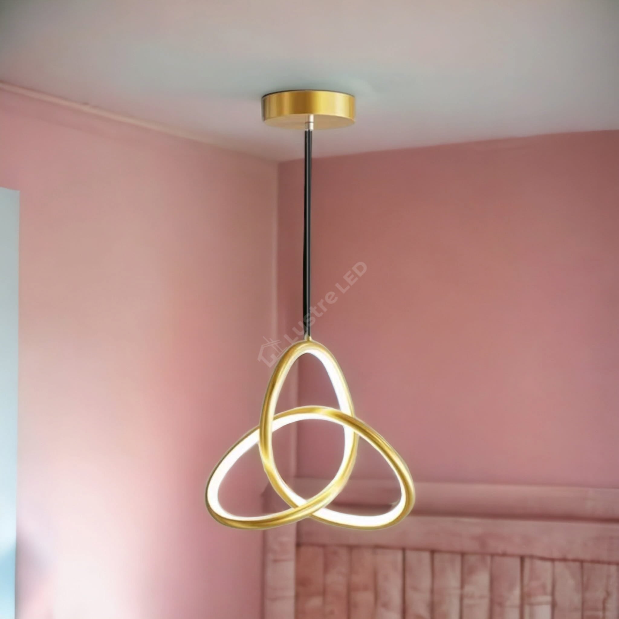 Lustra Led Suspendata 20W Tworings Gold 3 Functii Led Ceiling Light