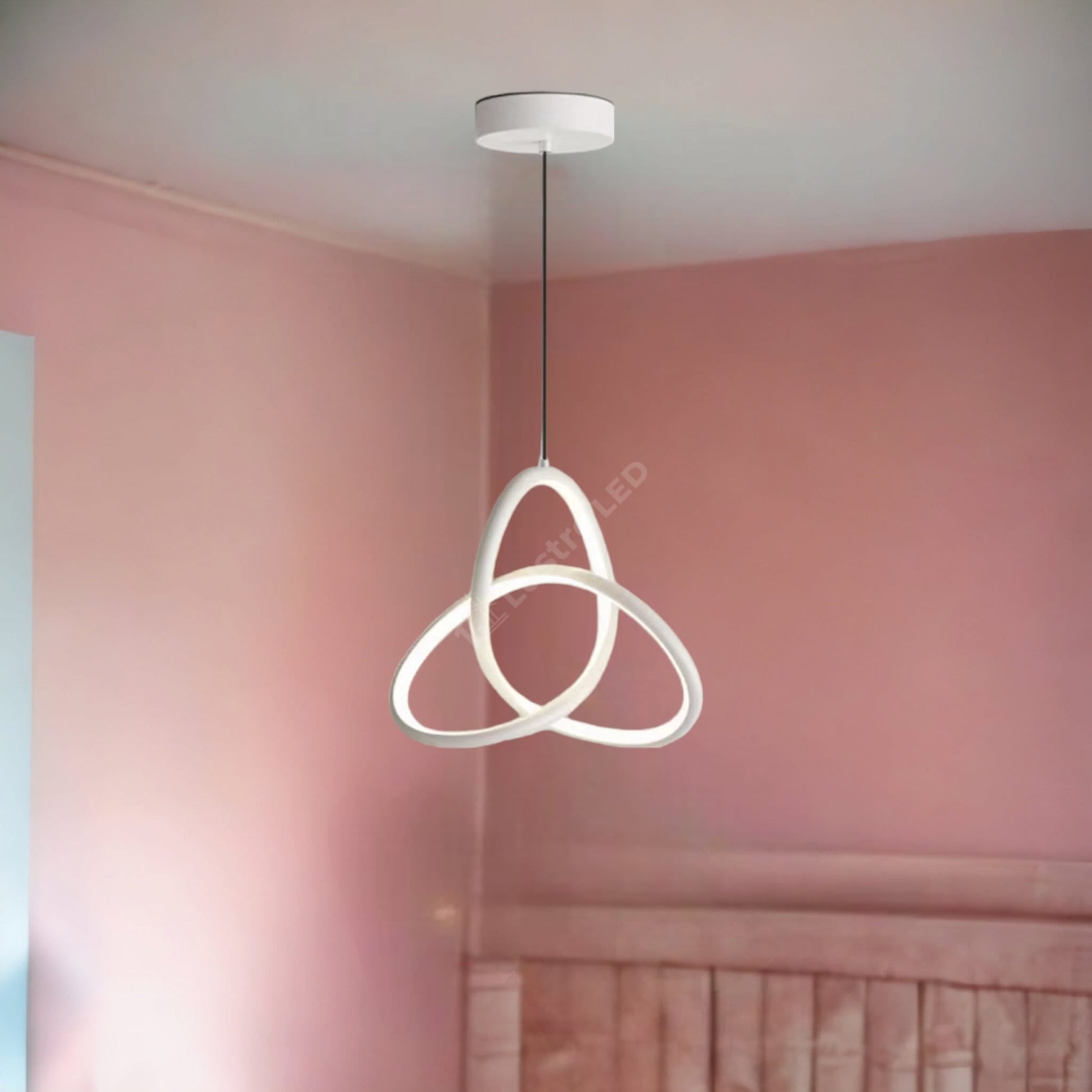 Lustra Led Suspendata 20W Tworings White 3 Functii Led Ceiling Light