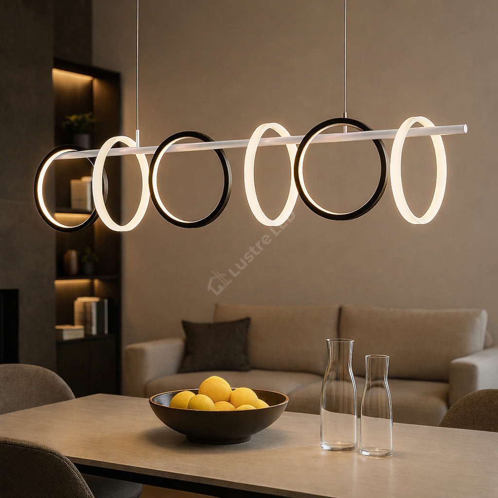 Lustra LED Suspendata Zefir White 100cm Echivalent 400W Telecomanda