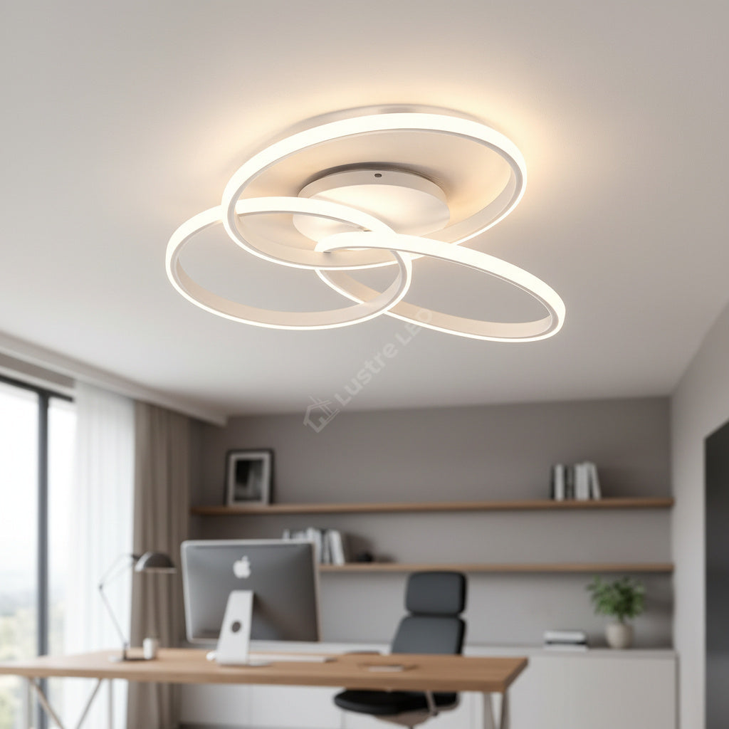 Lustra LED Three RINGS White Echivalent 400W cu Telecomanda