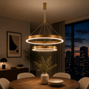 Lustra LED TULLIO Gold, 6500lm, CCT, 2 Segmente 60/40cm
