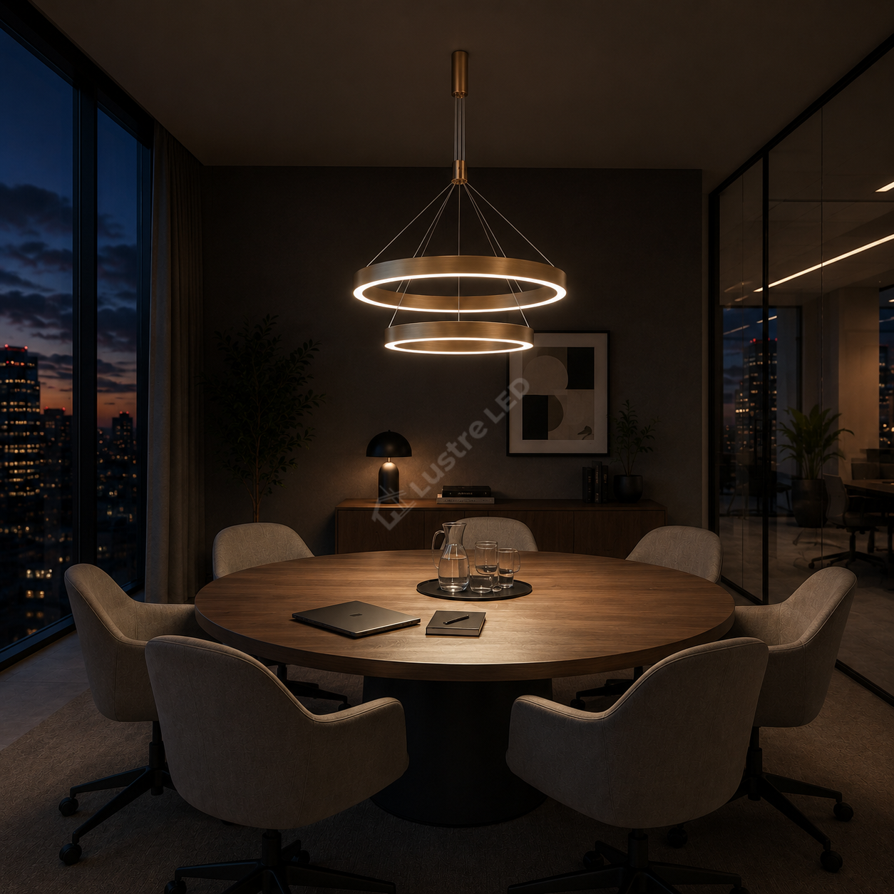 Lustra LED TULLIO Gold, 6500lm, CCT, 2 Segmente 60/40cm