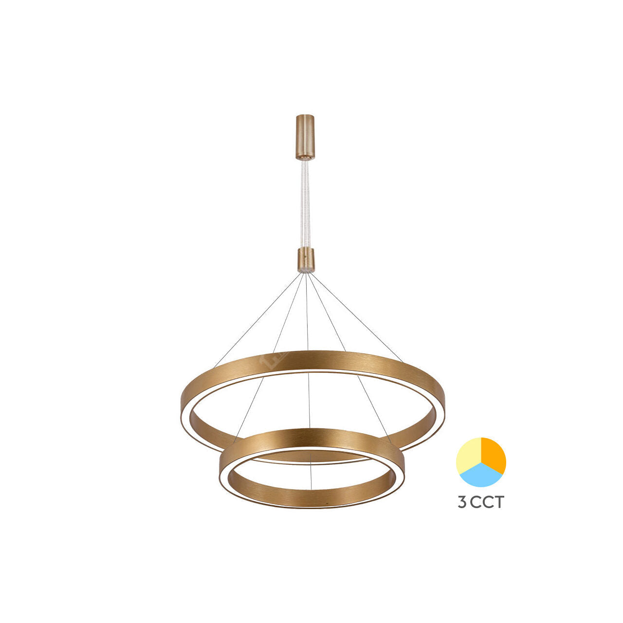Lustra LED TULLIO Gold, 6500lm, CCT, 2 Segmente 60/40cm