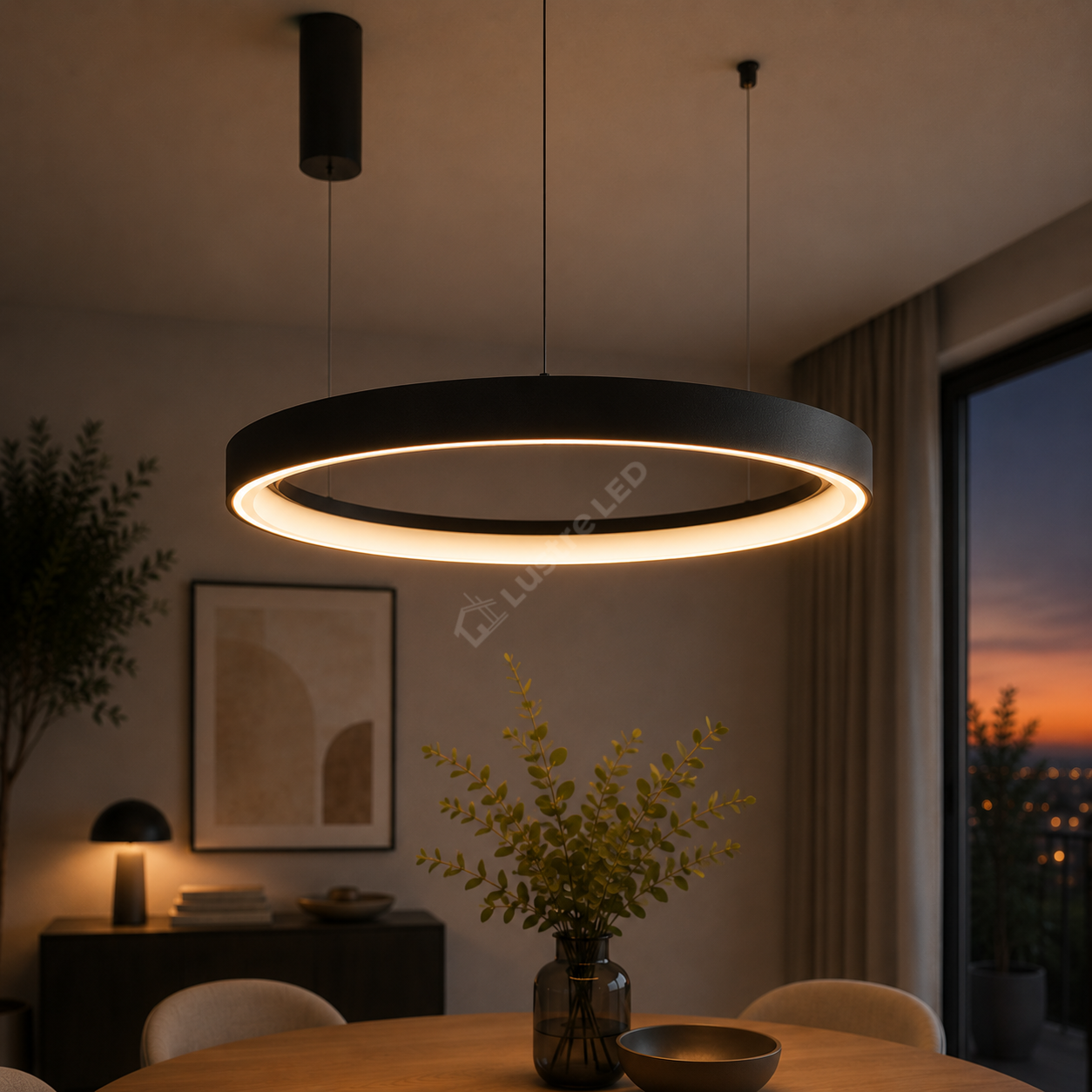 Lustra LED TULLIO INSIDE Black, 4260lm, CCT, 1 Segment 48cm