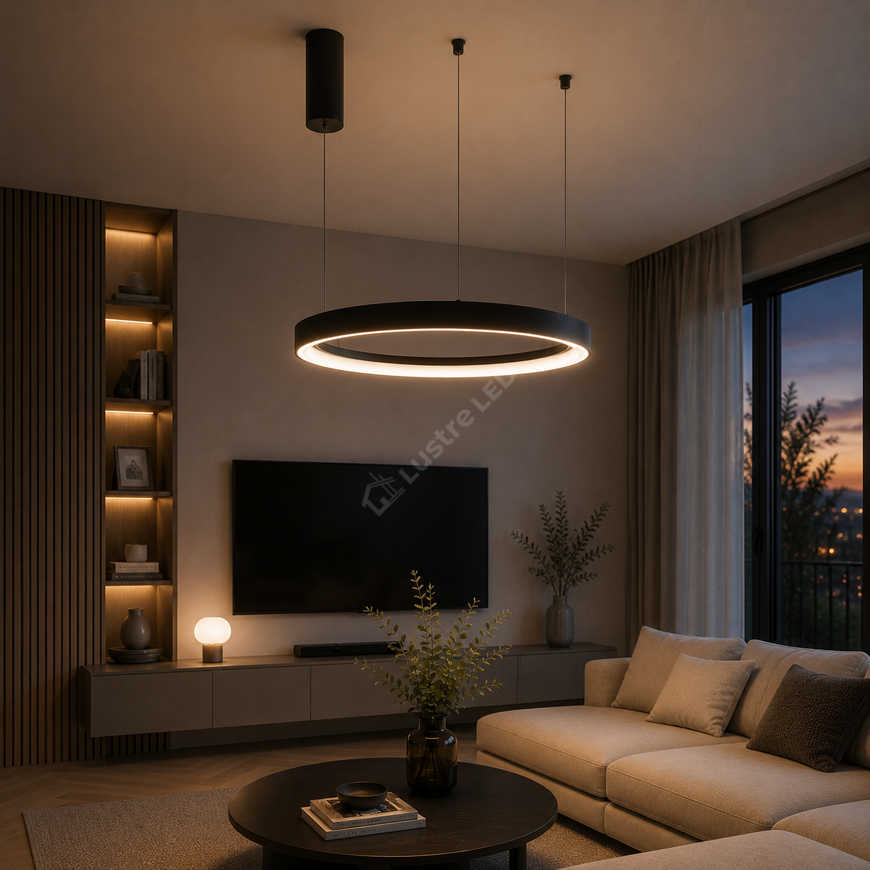Lustra LED TULLIO INSIDE Black, 4260lm, CCT, 1 Segment 48cm