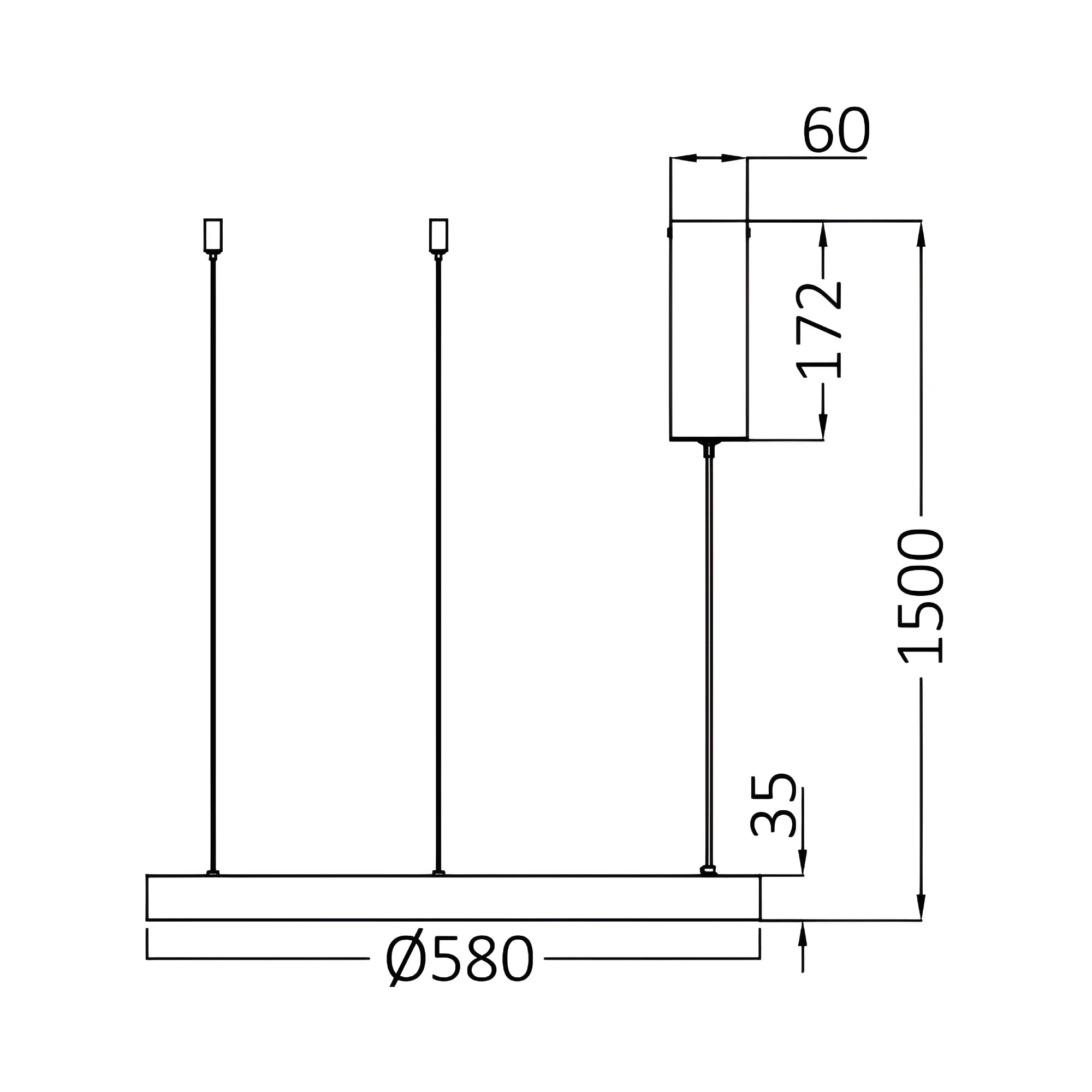 Lustra LED TULLIO INSIDE Black, 5200lm, CCT, 1 Segment 58cm