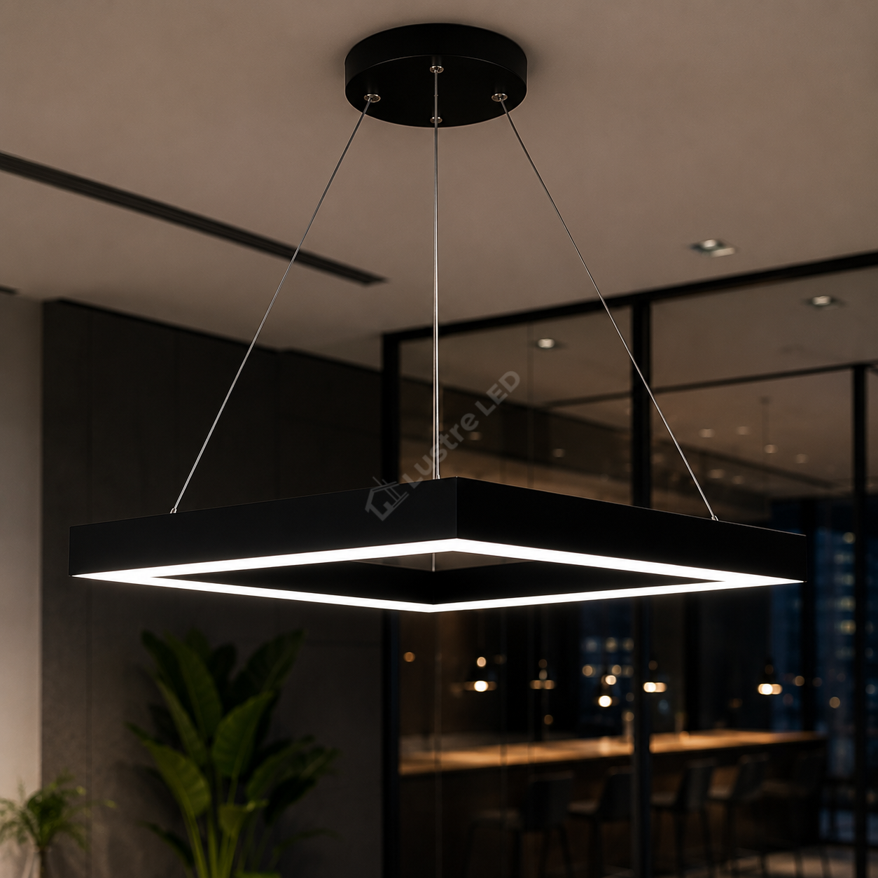 Lustra LED TULLIO SQUARE Black, 3680lm, CCT, 45cm