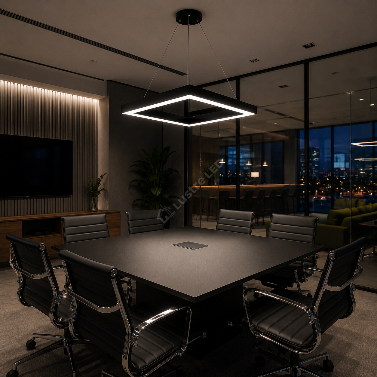 Lustra LED TULLIO SQUARE Black, 3680lm, CCT, 45cm