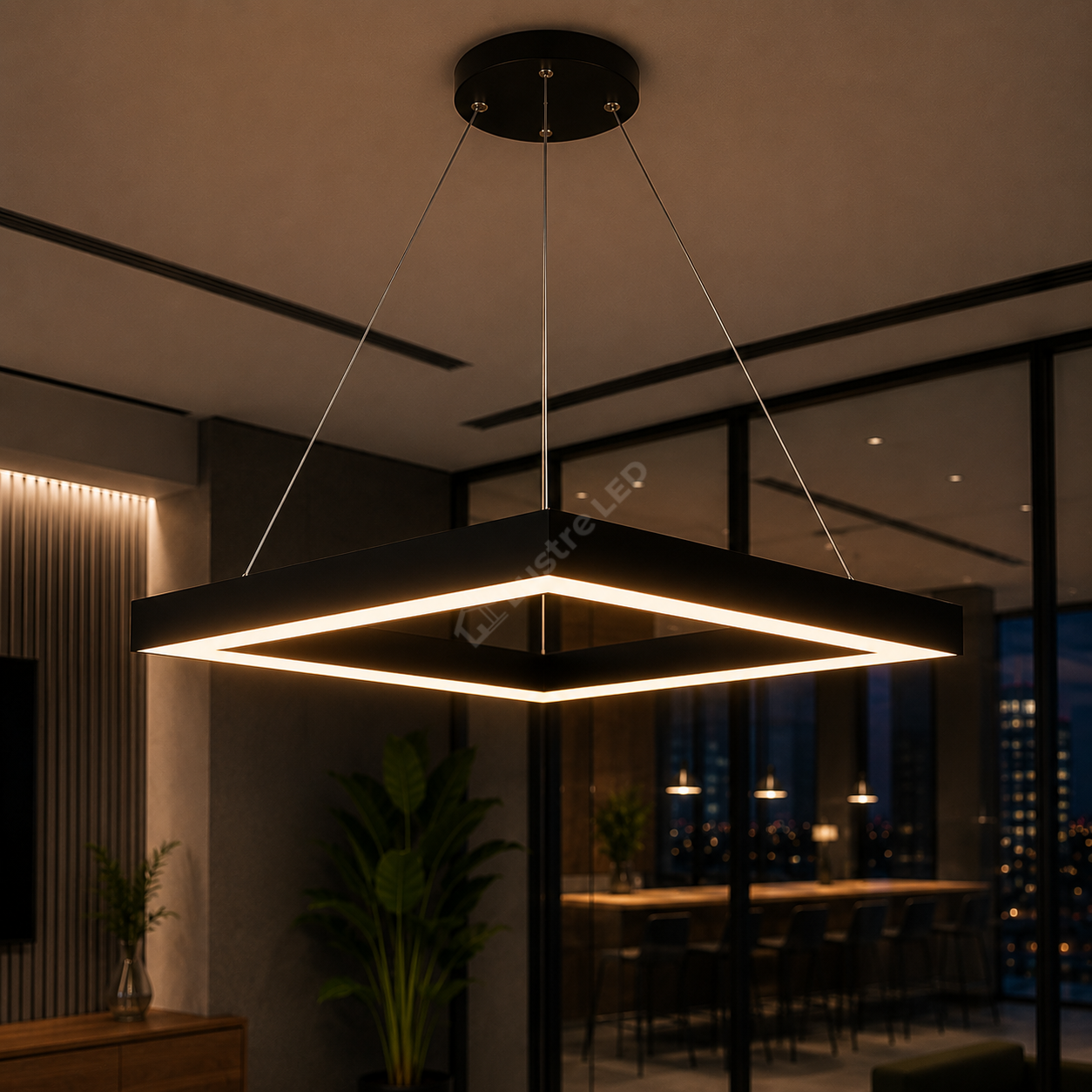 Lustra LED TULLIO SQUARE Black, 3680lm, CCT, 45cm