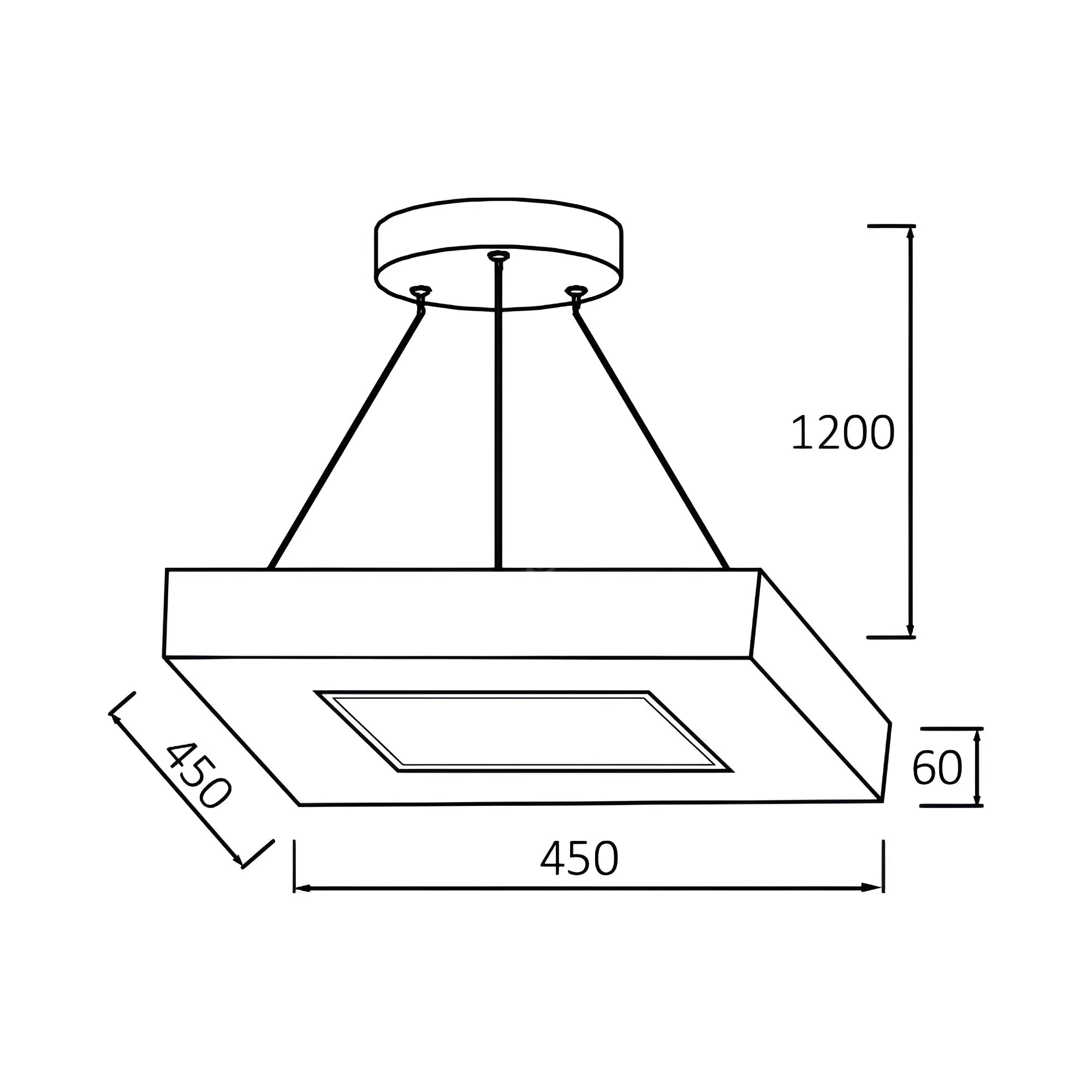 Lustra LED TULLIO SQUARE Black, 3680lm, CCT, 45cm