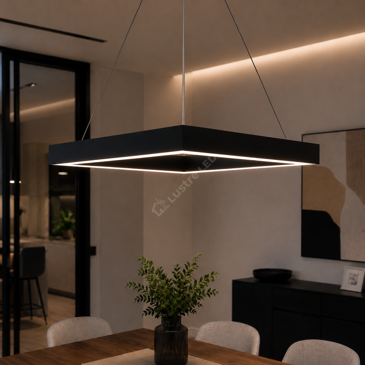 Lustra LED TULLIO SQUARE Black, 4650lm, CCT, 60cm