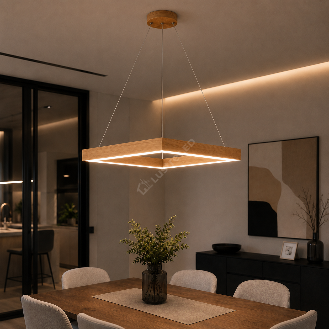 Lustra LED TULLIO SQUARE Brown, 3680lm, CCT, 45cm