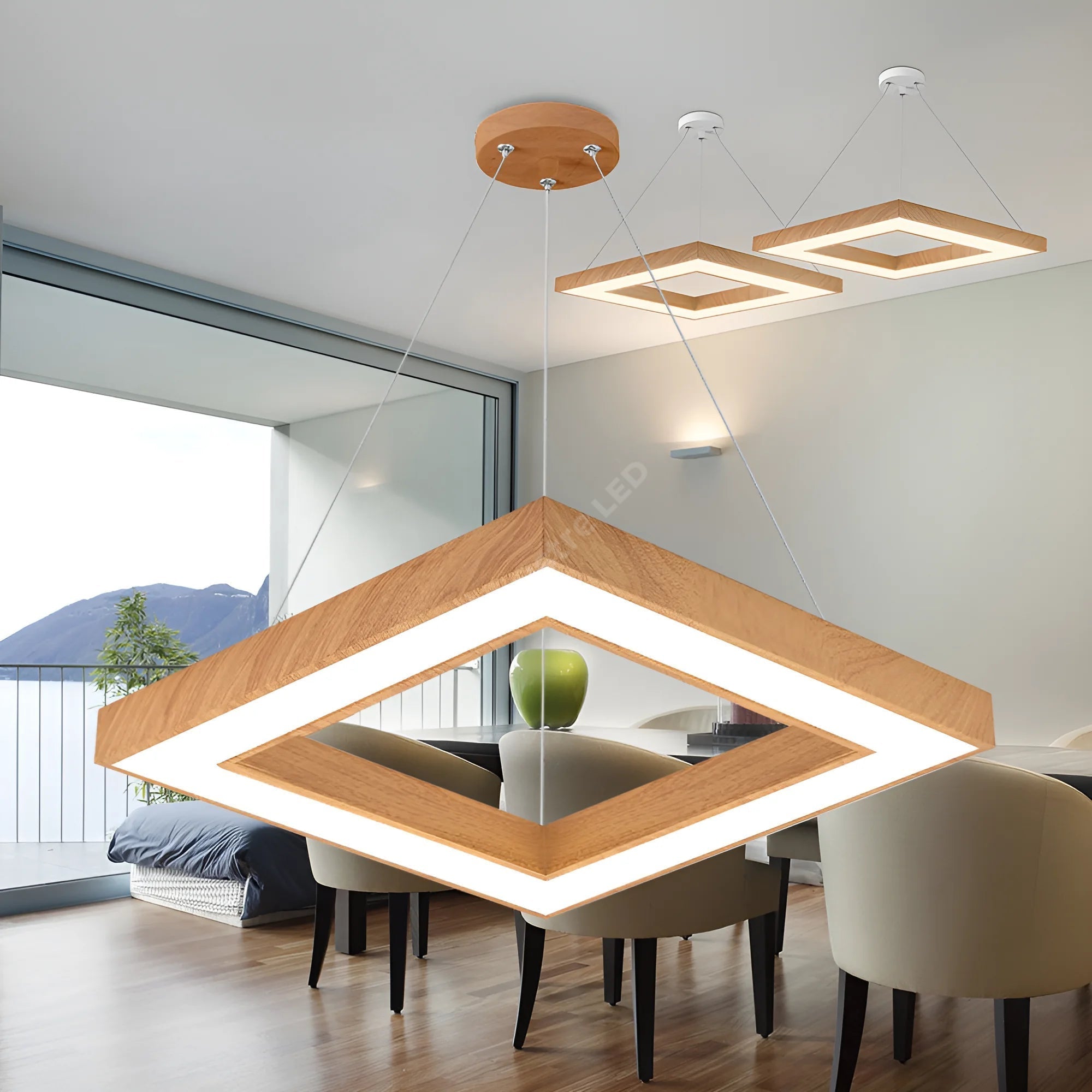 Lustra LED TULLIO SQUARE Brown, 3680lm, CCT, 45cm