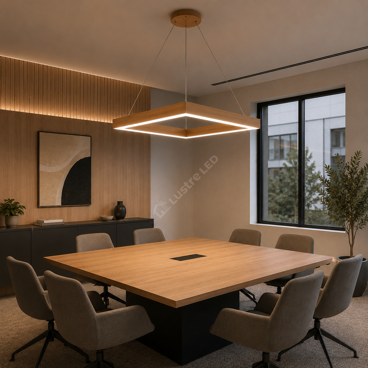 Lustra LED TULLIO SQUARE Brown, 4650lm, CCT, 60cm