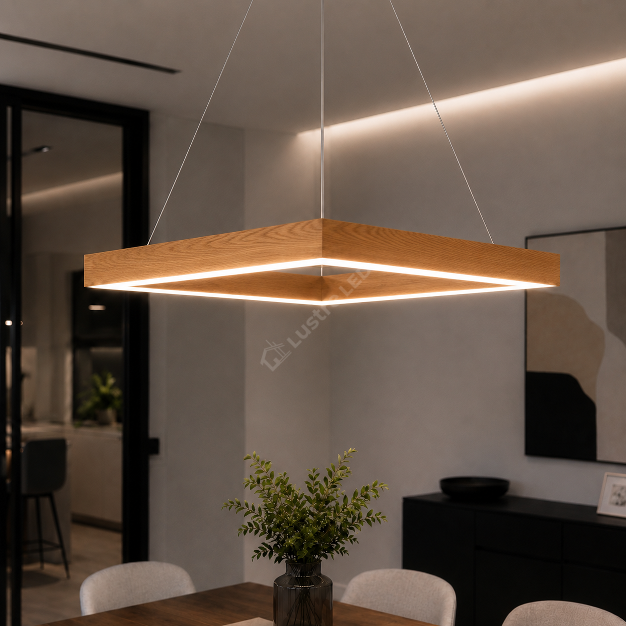 Lustra LED TULLIO SQUARE Brown, 4650lm, CCT, 60cm