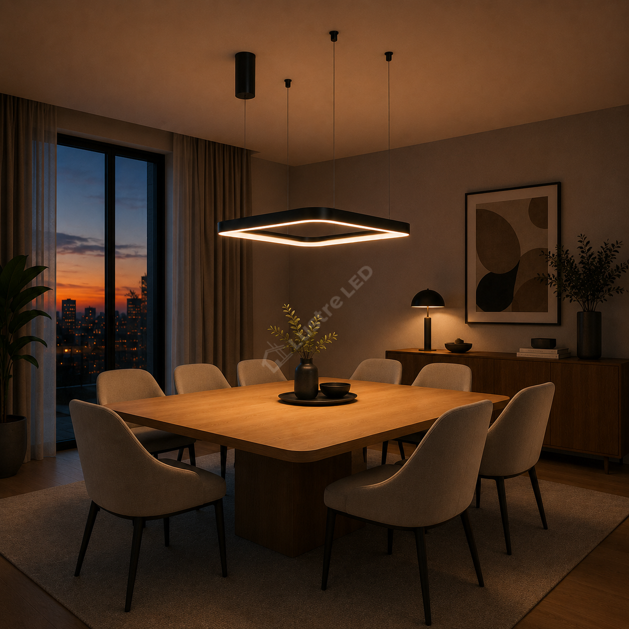 Lustra LED TULLIO SQUARE INSIDE Black, 4260lm, CCT, 48cm