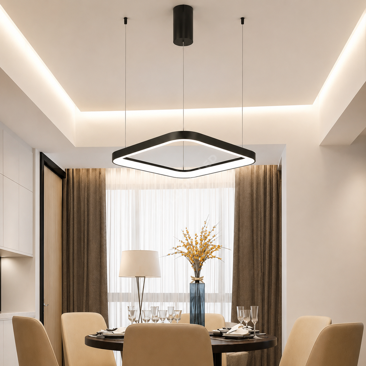 Lustra LED TULLIO SQUARE INSIDE Black, 4260lm, CCT, 48cm