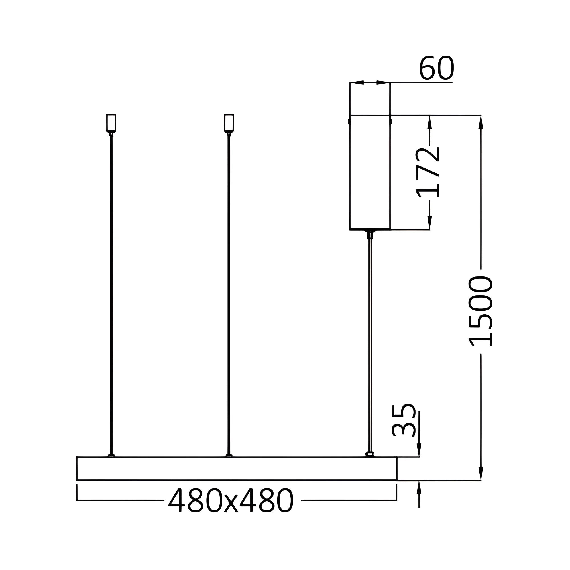 Lustra LED TULLIO SQUARE INSIDE Black, 4260lm, CCT, 48cm