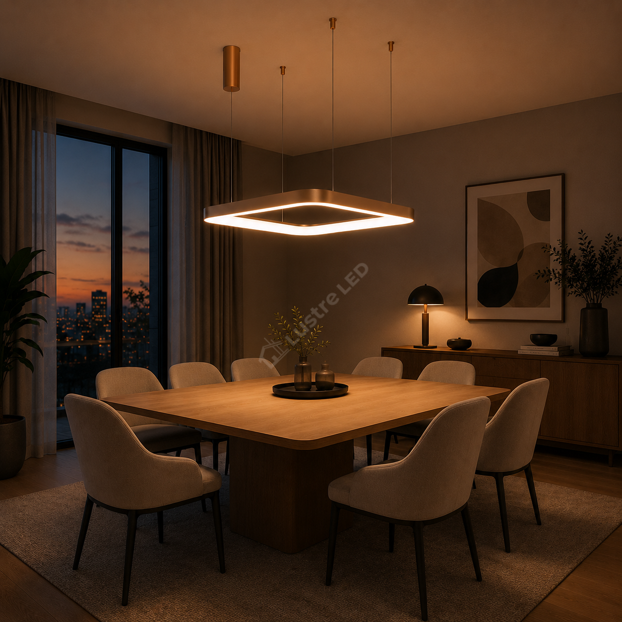 Lustra LED TULLIO SQUARE INSIDE Gold, 4260lm, CCT, 48cm