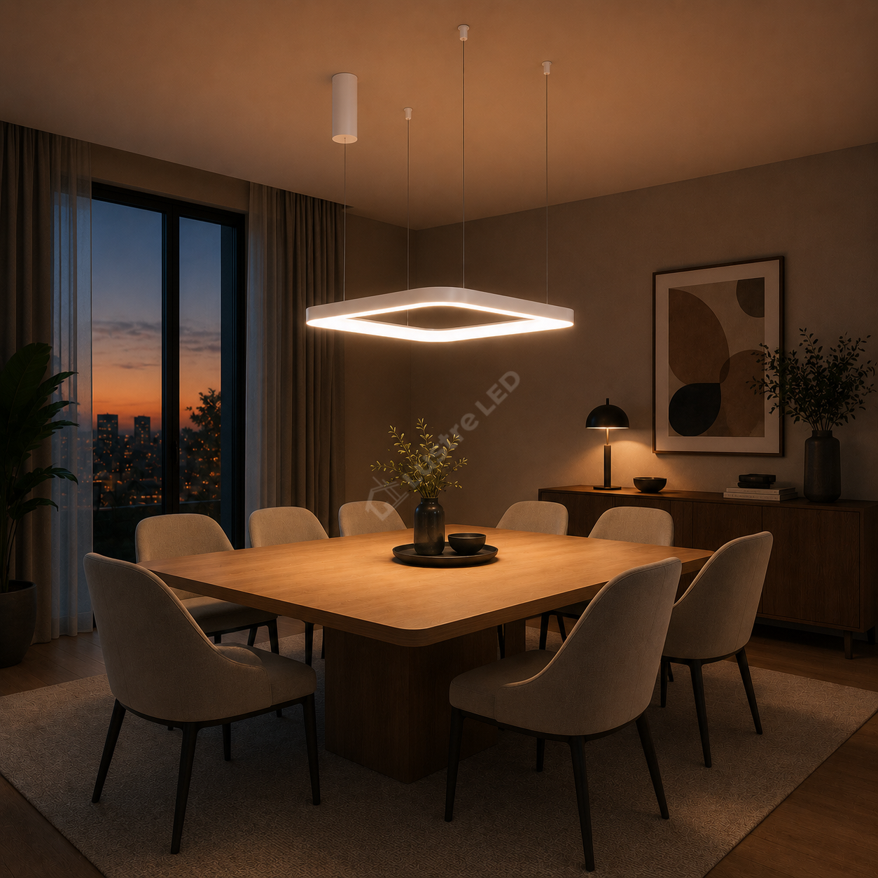 Lustra LED TULLIO SQUARE INSIDE White, 4260lm, CCT, 48cm