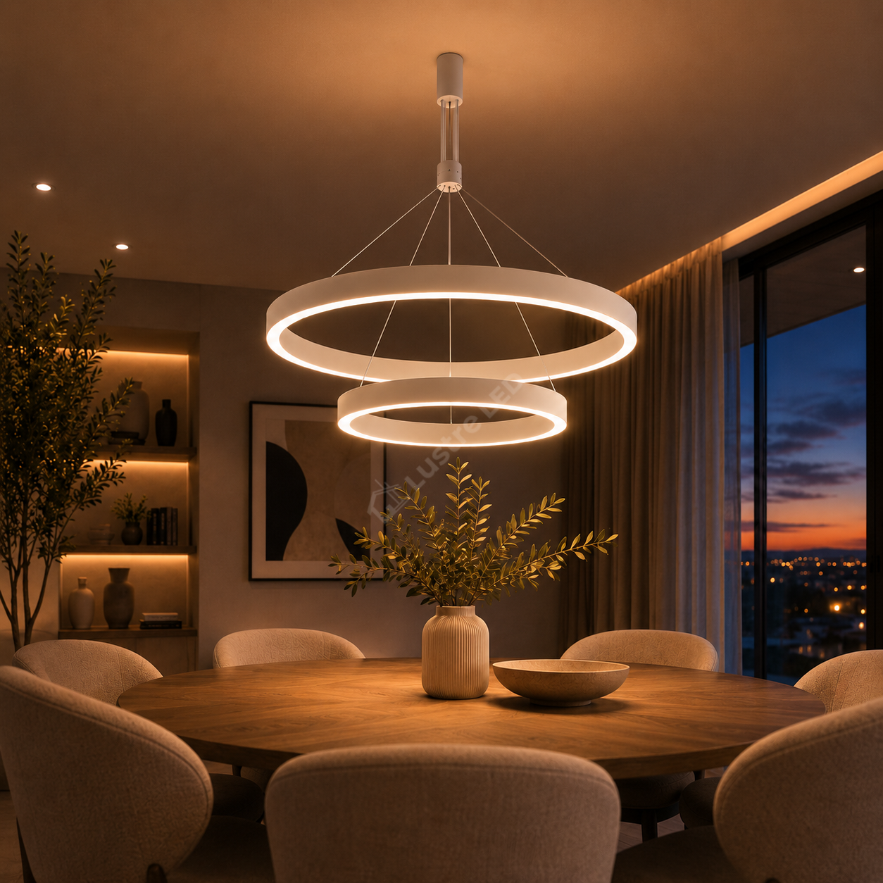 Lustra LED TULLIO White, 6500lm, CCT, 2 Segmente 60/40cm