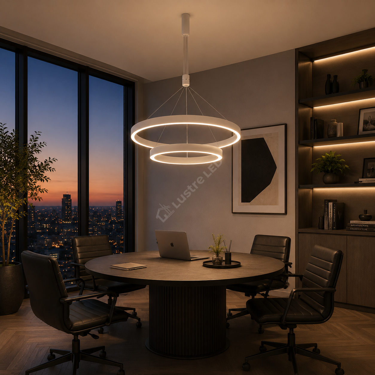 Lustra LED TULLIO White, 6500lm, CCT, 2 Segmente 60/40cm
