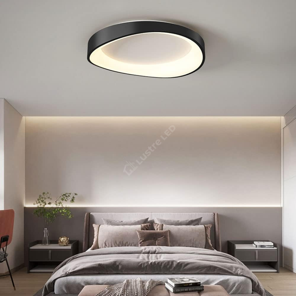 Lustra LED Valente Black Echivalent 500W Telecomanda NEAGRA / 48CM / MINIMALIST DESIGN Lighting Fixtures